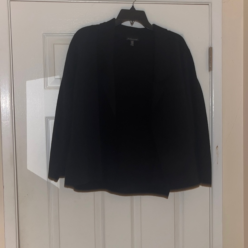 Eileen fisher extra-large, black 100% wool cardigan